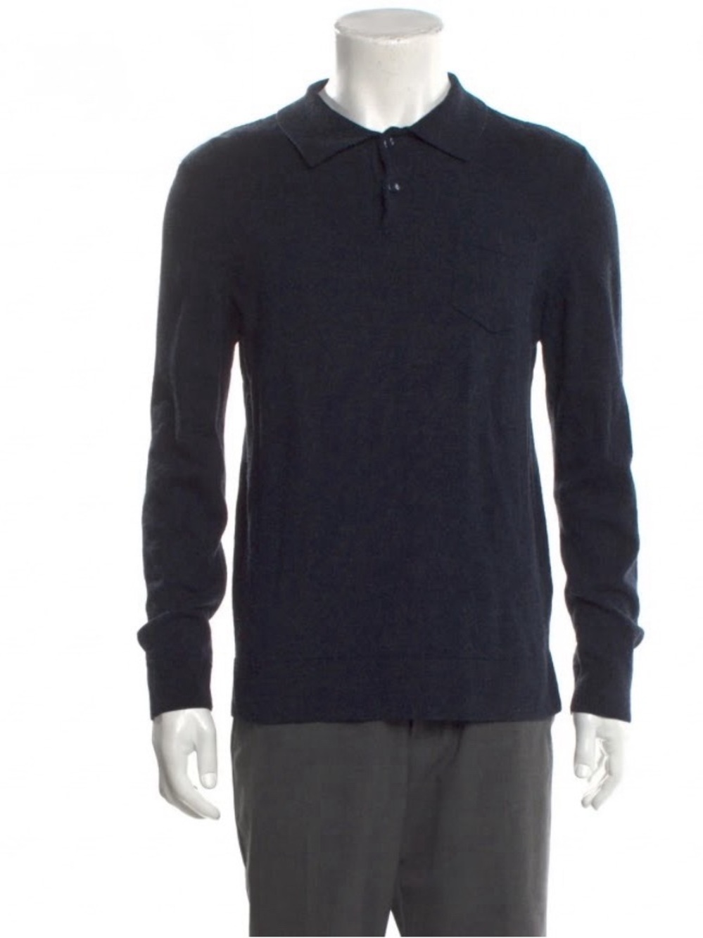 A.P.C. Men’s Long-Sleeve Navy Crewneck Polo Sweater